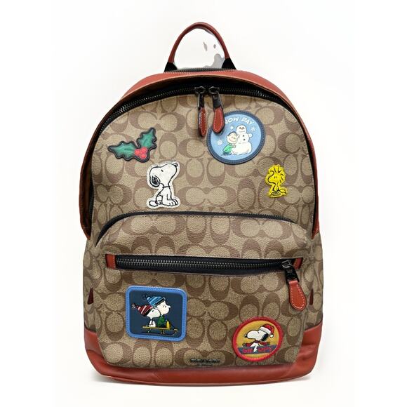 COACH Snoopy Collaboration Large Leather Backpack with Cute Snoopy Patch {111} - Picture 1 of 16